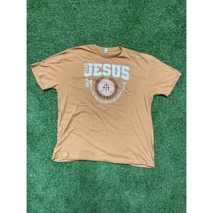 Team Jesus The Way The Truth The Life T-Shirt Mens 2X Brown Graphic Crew Neck